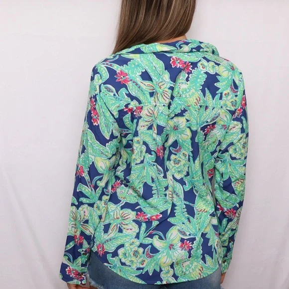 NWT! Caribbean Joe Tropical Print Button Down Top - Picture 3 of 3